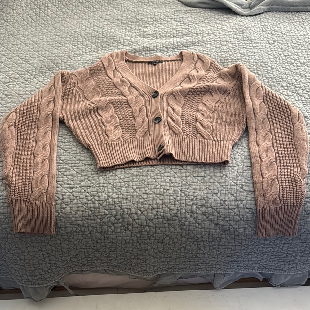 Love Tree Pink Cardigan Sweater Classic Knit